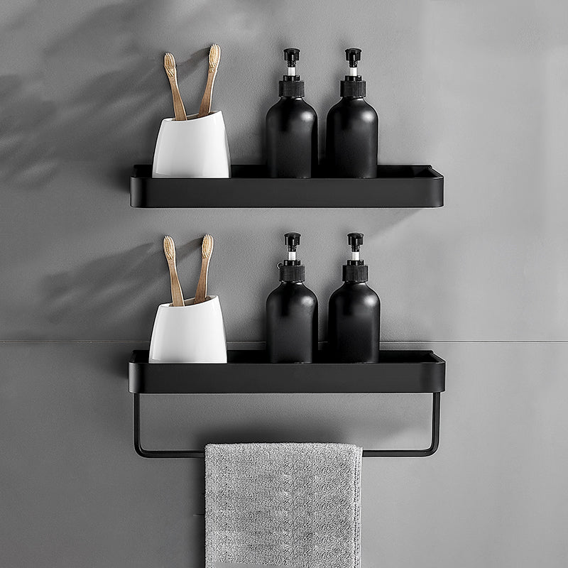 Matte Black Modern Bathroom Bath Shelf Set Anti Rust 2 Piece Set Bath Shelf (with 12"L Rod) NALANI