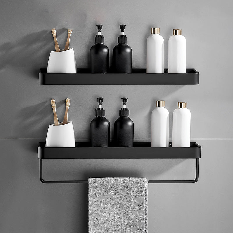 Matte Black Modern Bathroom Bath Shelf Set Anti Rust 2 Piece Set Bath Shelf (with 20"L Rod) NALANI