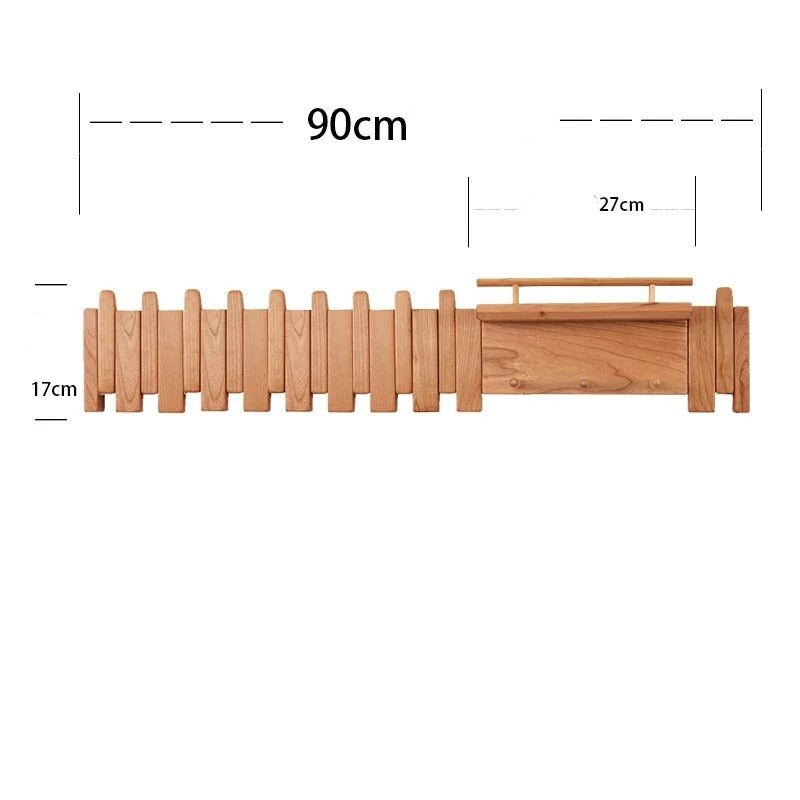 Piano Key Inspired Wall Mounted Coat Rack Solid Wood Oak 17x90cm NALANI