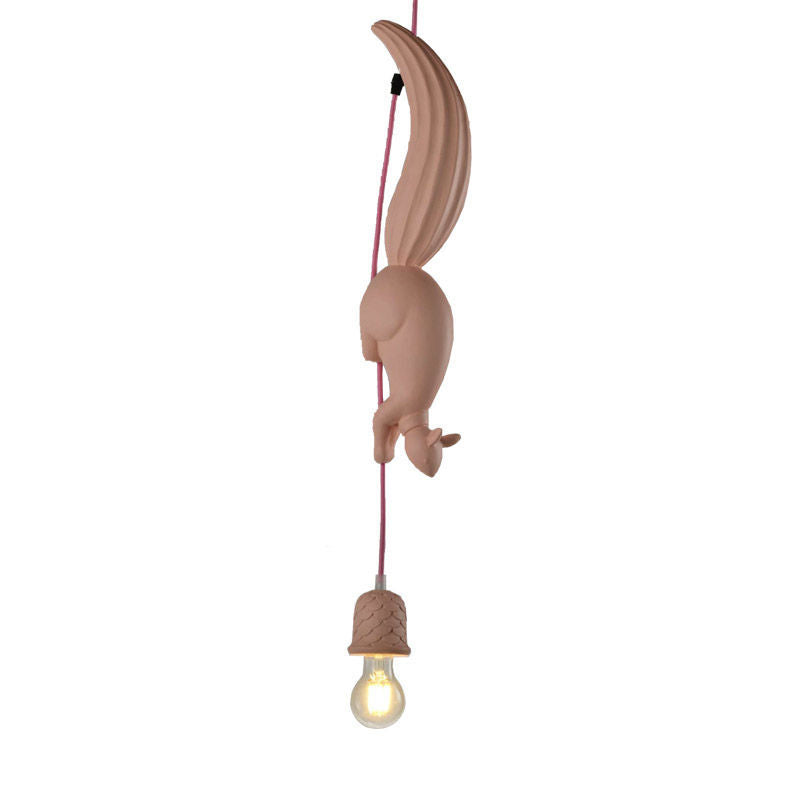 Pinecone Shape Resin Pendant Light With Squirrel Decor NALANI
