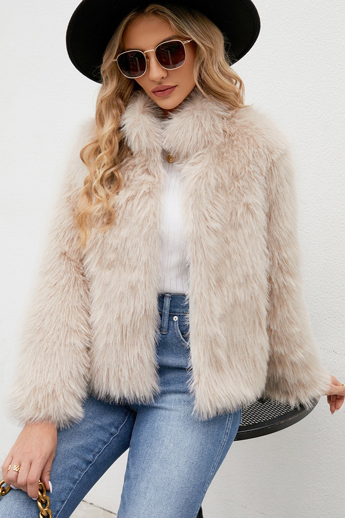 Elegant Faux Fur Trim Winter Coat Warm Stylish For Women NALANI