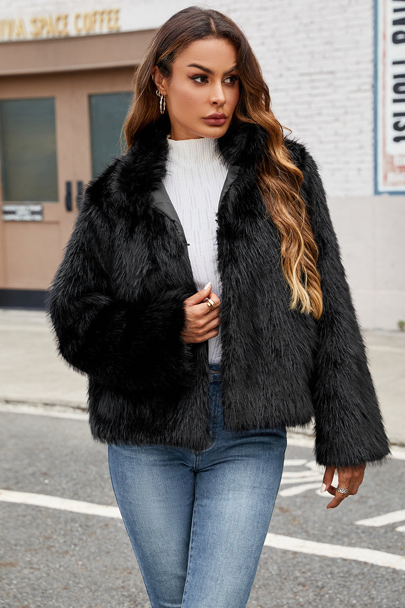 Elegant Faux Fur Trim Winter Coat Warm Stylish For Women NALANI