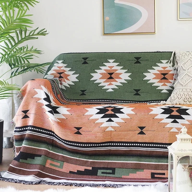 Vibrant Throw Blanket Collection with Braided Fringe Ends NaLani