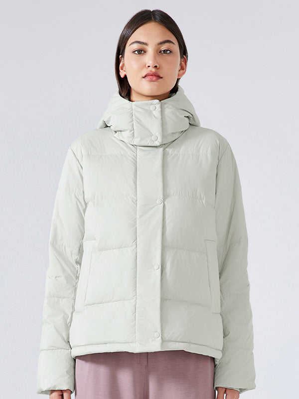 Warm Padded Down Jacket For Women With Hood Winter Coat White NALANI