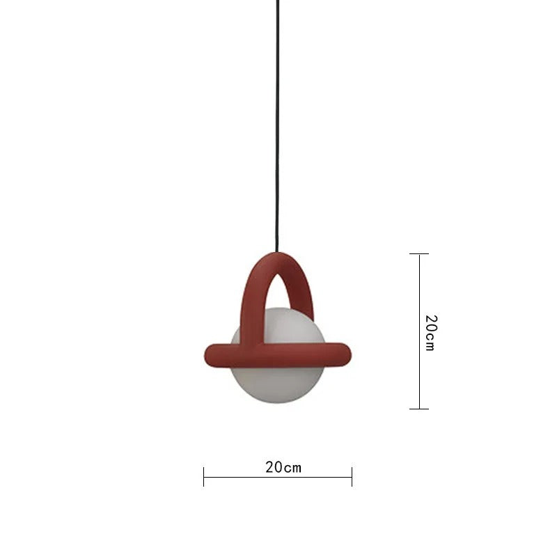 Acrylic Pendant Light With Colorful Globe Finish And LED Red NALANI