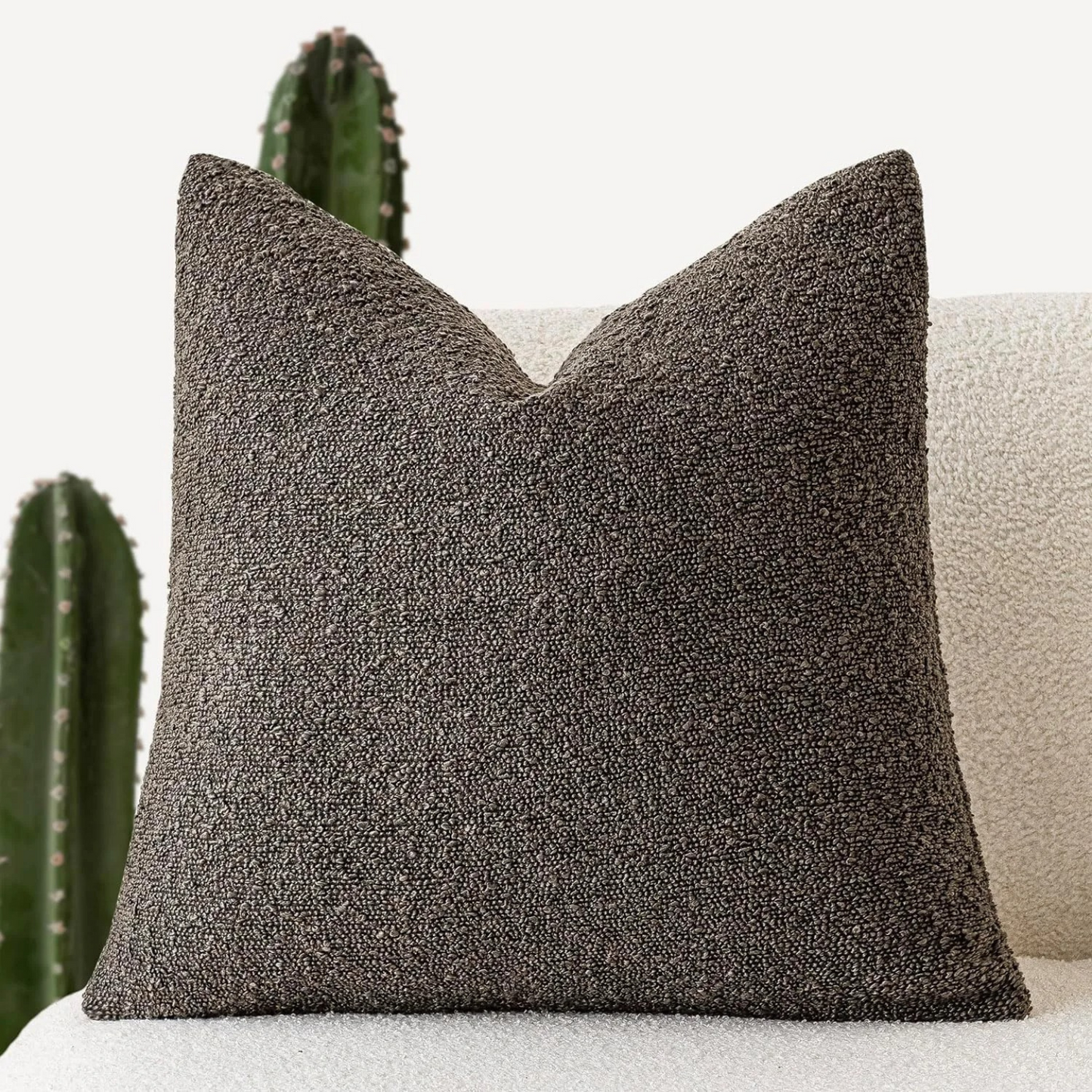 Elegant Boucle Cushion Cover for Sophisticated Home Decor Dark Brown NaLani
