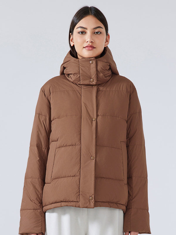 Warm Padded Down Jacket For Women With Hood Winter Coat Brown NALANI