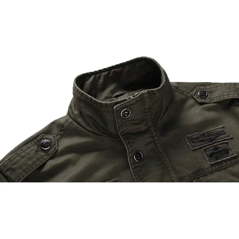 Mens Military Style Jacket With Stand Up Collar For Men