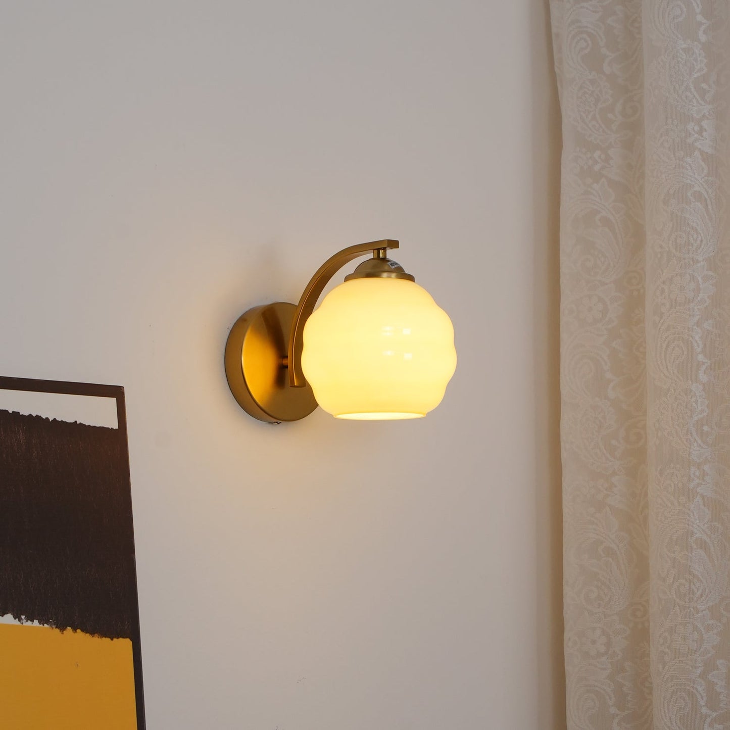 Art Deco Vintage Wall Lamp With White Glass Shade Modern NALANI