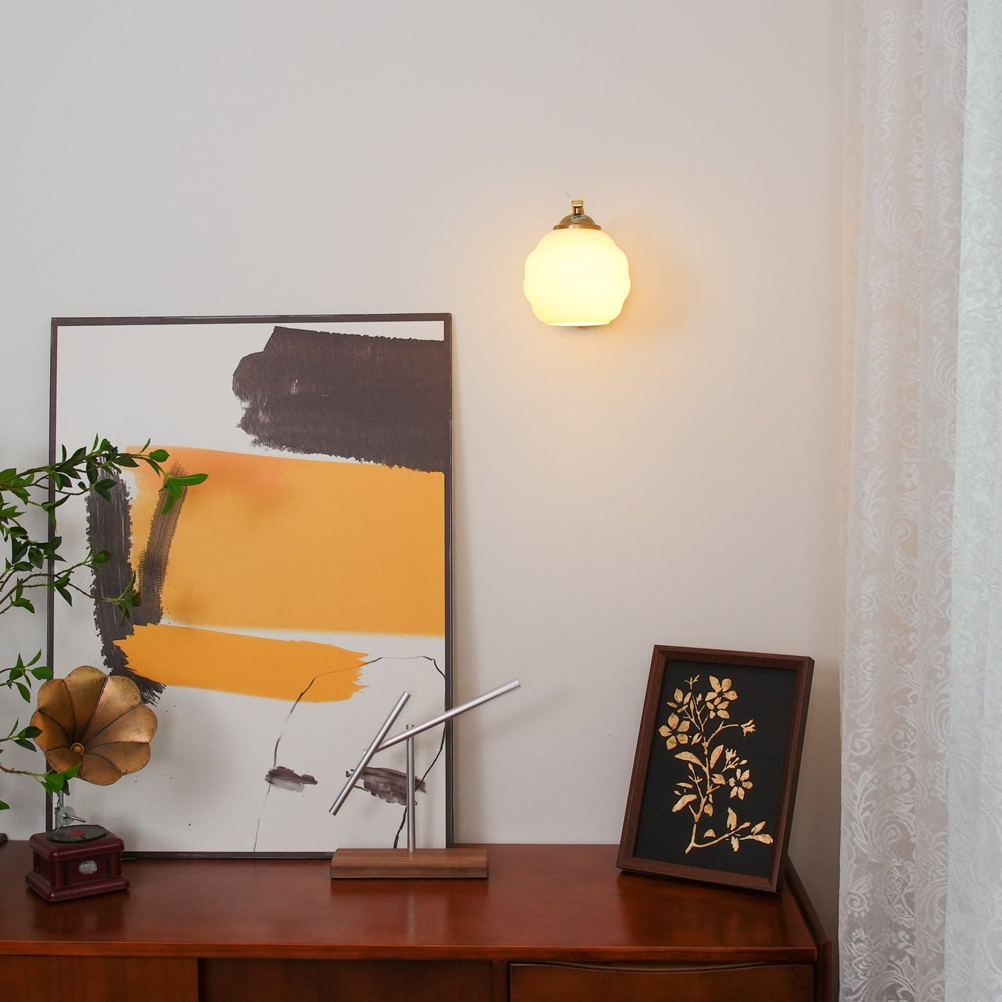 Art Deco Vintage Wall Lamp With White Glass Shade Modern NALANI