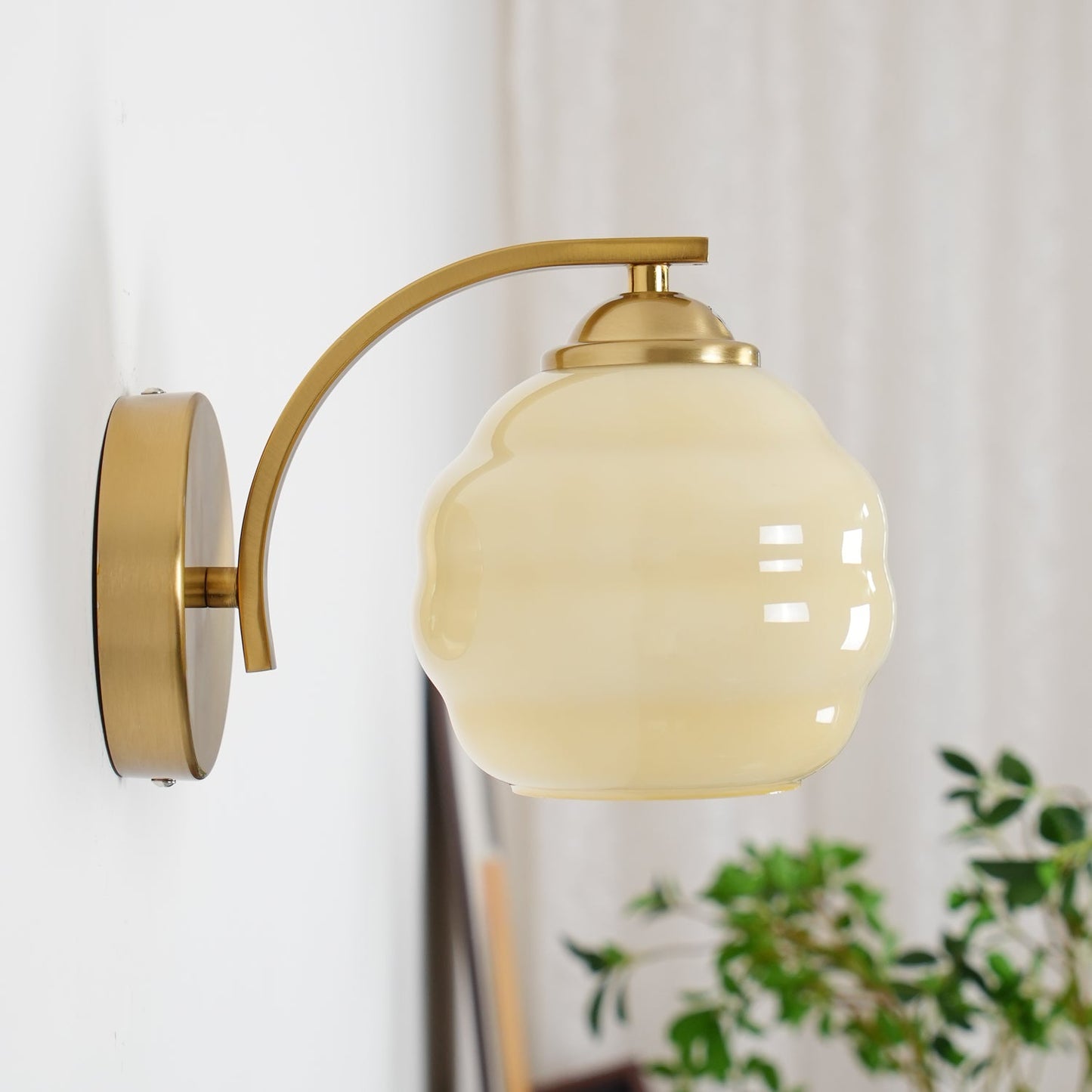 Art Deco Vintage Wall Lamp With White Glass Shade Modern NALANI