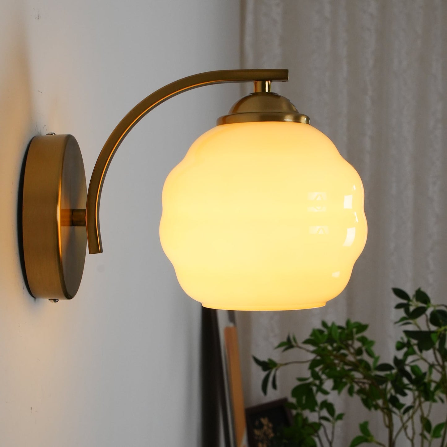 Art Deco Vintage Wall Lamp With White Glass Shade Modern NALANI