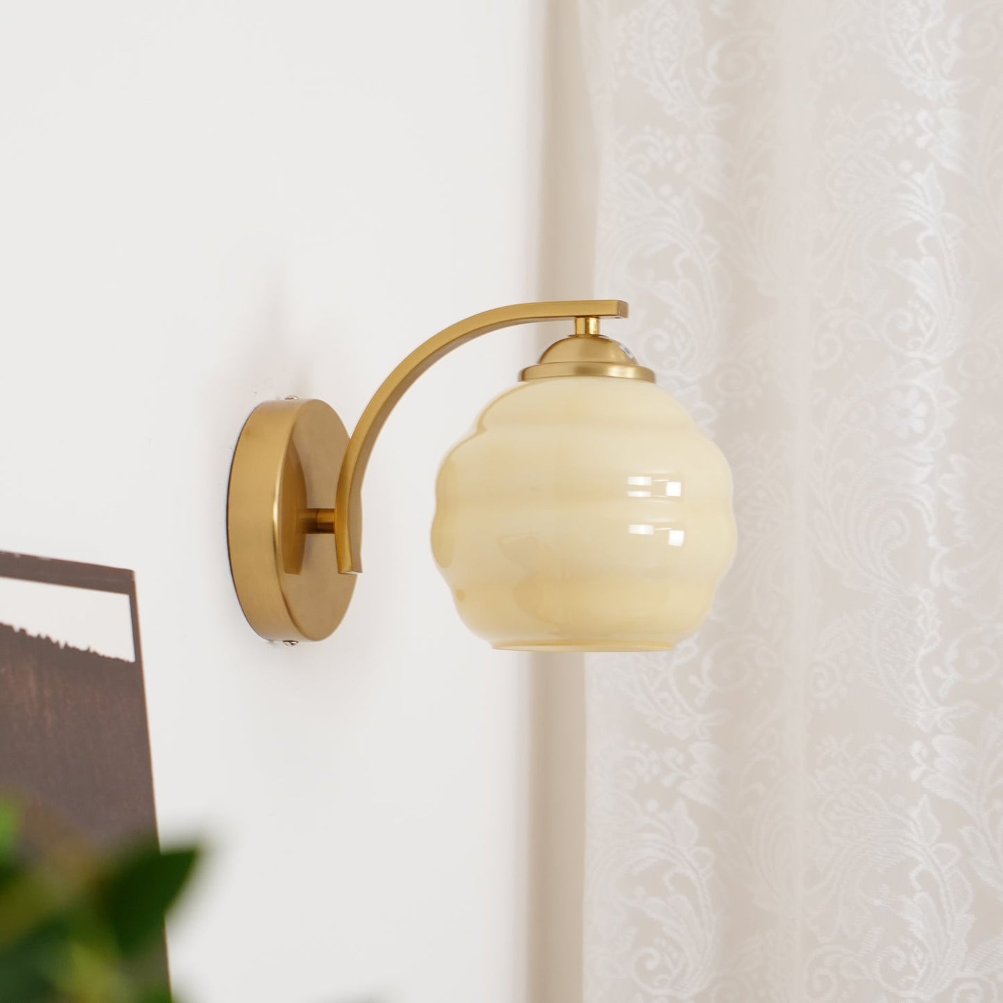 Art Deco Vintage Wall Lamp With White Glass Shade Modern NALANI