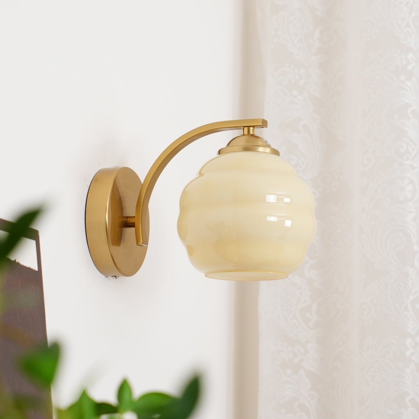 Art Deco Vintage Wall Lamp With White Glass Shade Modern NALANI