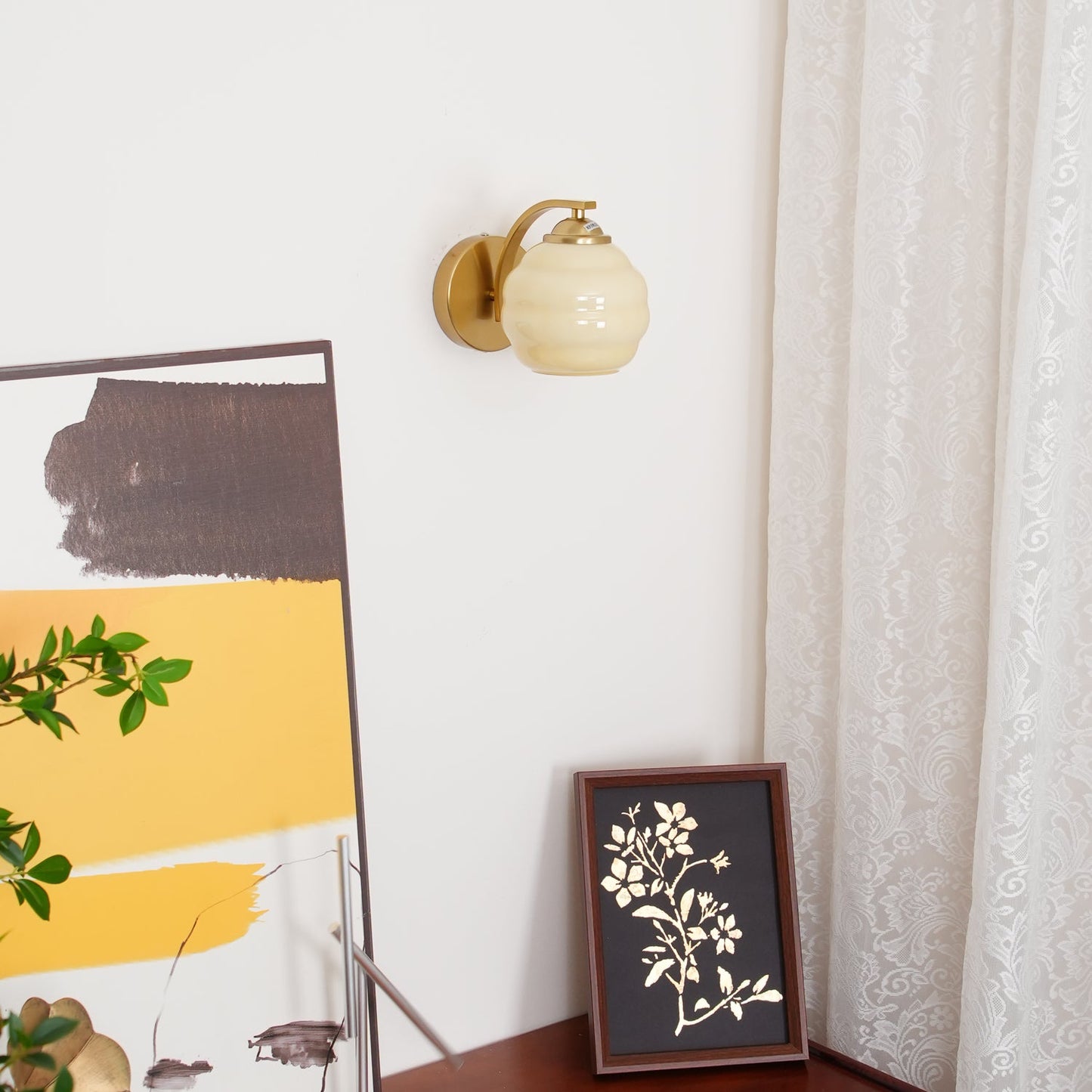 Art Deco Vintage Wall Lamp With White Glass Shade Modern NALANI