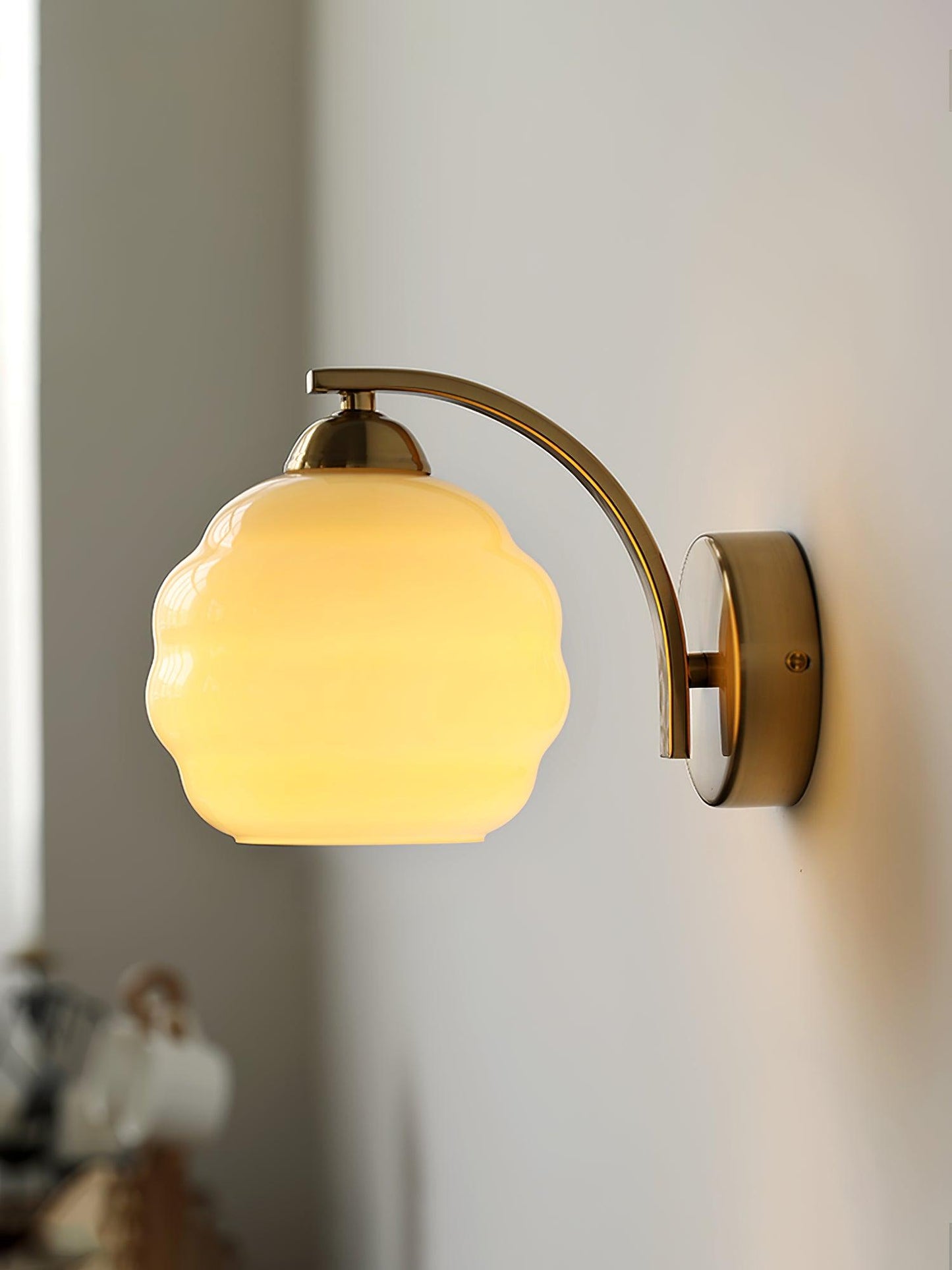 Art Deco Vintage Wall Lamp With White Glass Shade Modern NALANI