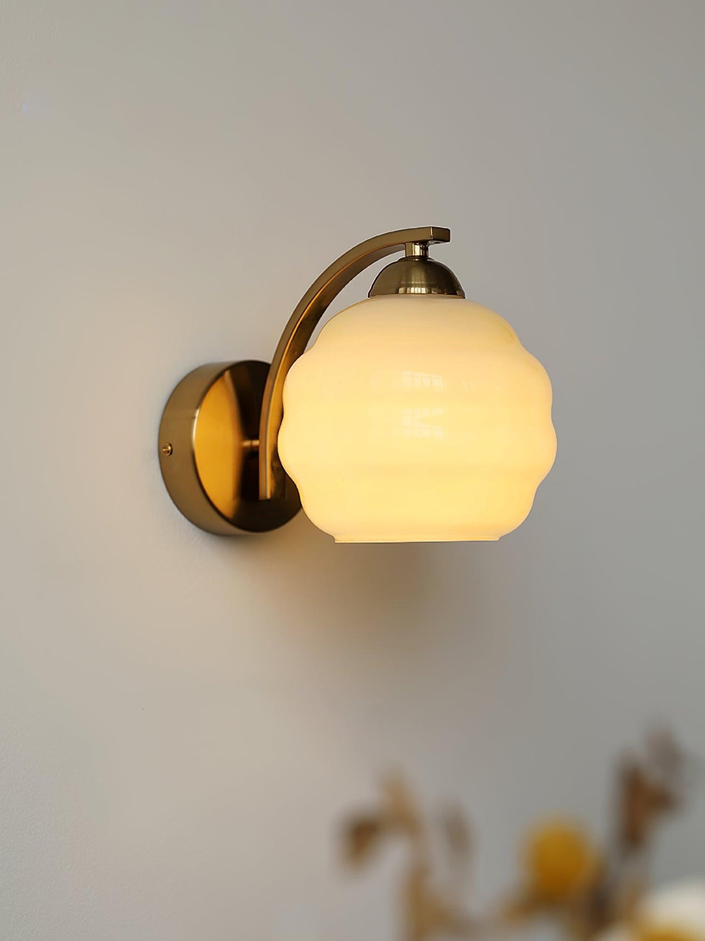 Art Deco Vintage Wall Lamp With White Glass Shade Modern NALANI