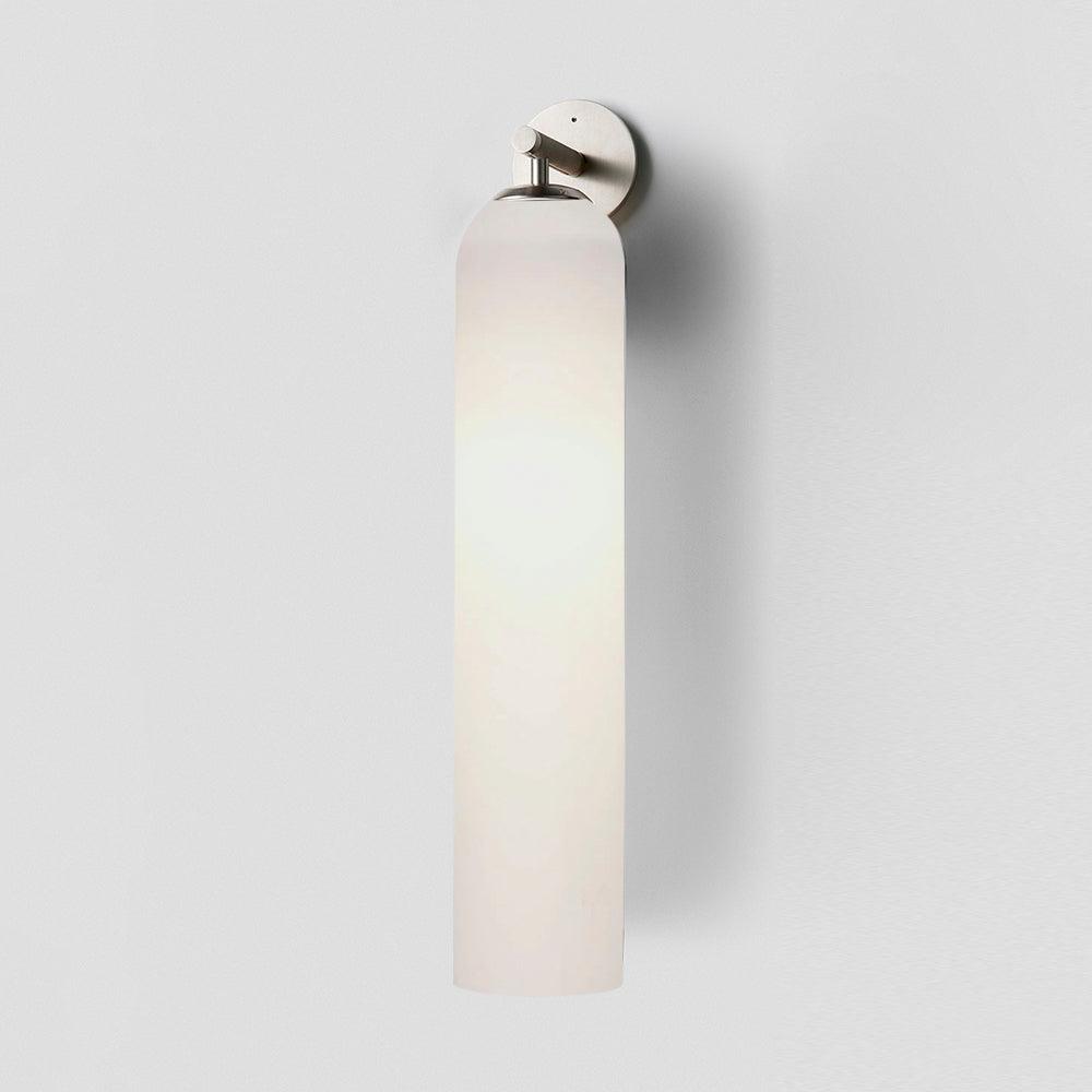 Elegant Art Glass Sconce With Luxe Cylindrical Lighting ∅ 3.9″ x H 18.9″ Dia 10cm x H 48cm Sand Nickel Matte White NALANI