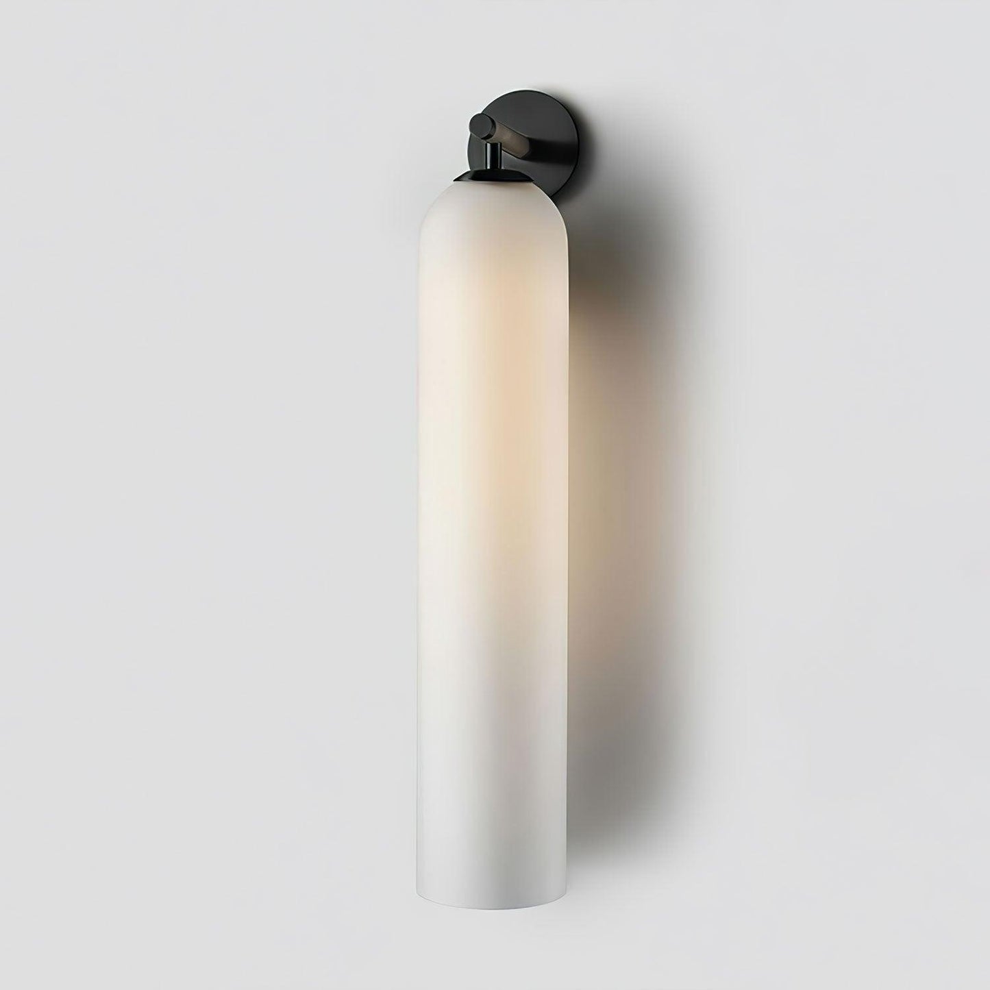 Elegant Art Glass Sconce With Luxe Cylindrical Lighting ∅ 3.9″ x H 18.9″ Dia 10cm x H 48cm Black Frosted White NALANI