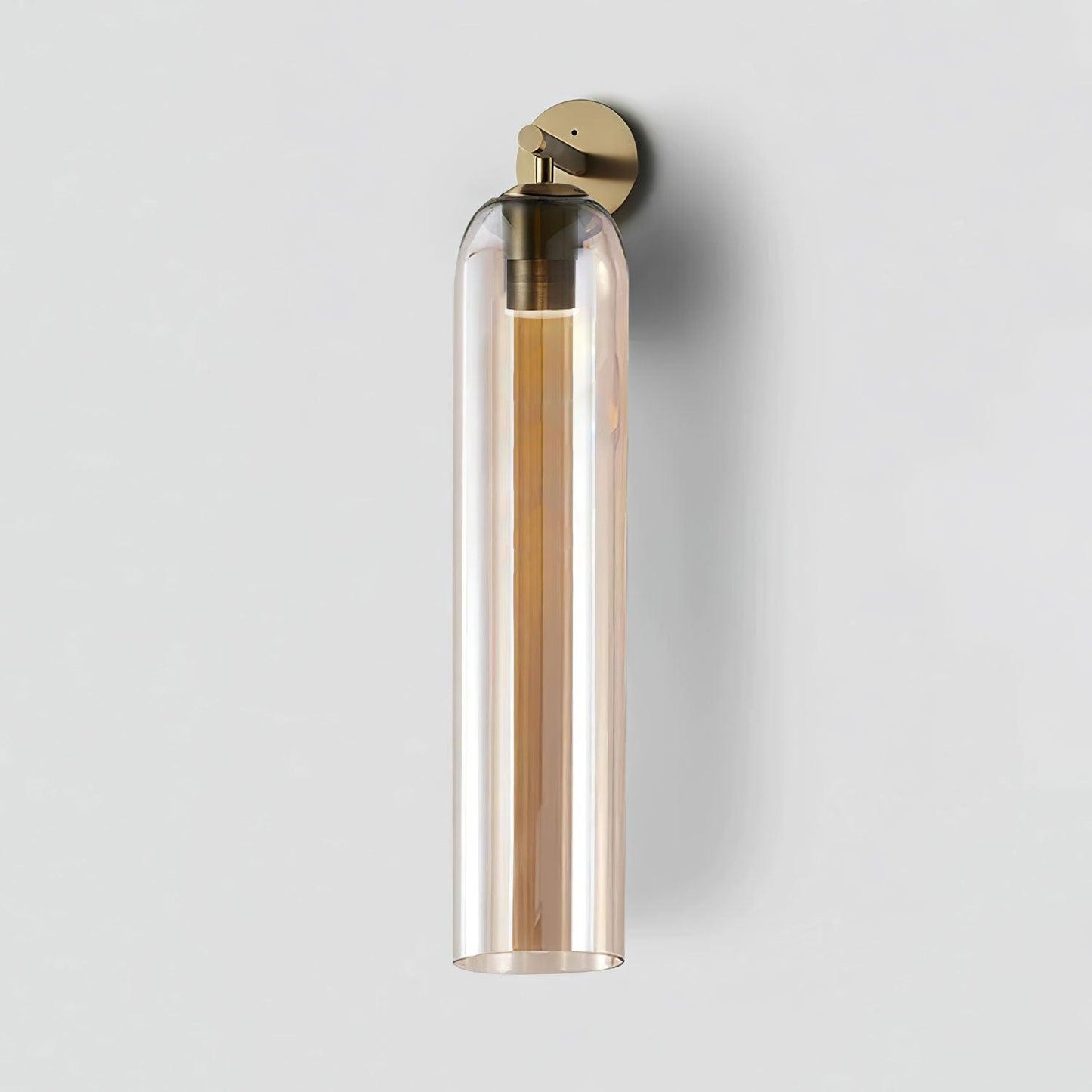 Elegant Art Glass Sconce With Luxe Cylindrical Lighting ∅ 3.9″ x H 18.9″ Dia 10cm x H 48cm Gold Amber NALANI