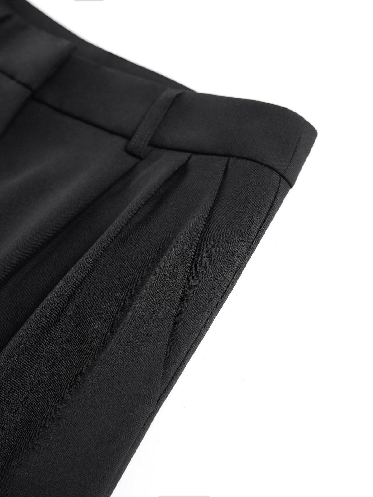 Caleni | Women’s Wide-Leg Trousers - High Waisted - Pleated Front - Tailored Fit Elegant Style