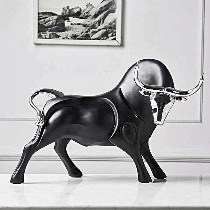 Modern Red and Black Bull Sculptures for Strength and Elegance NaLani