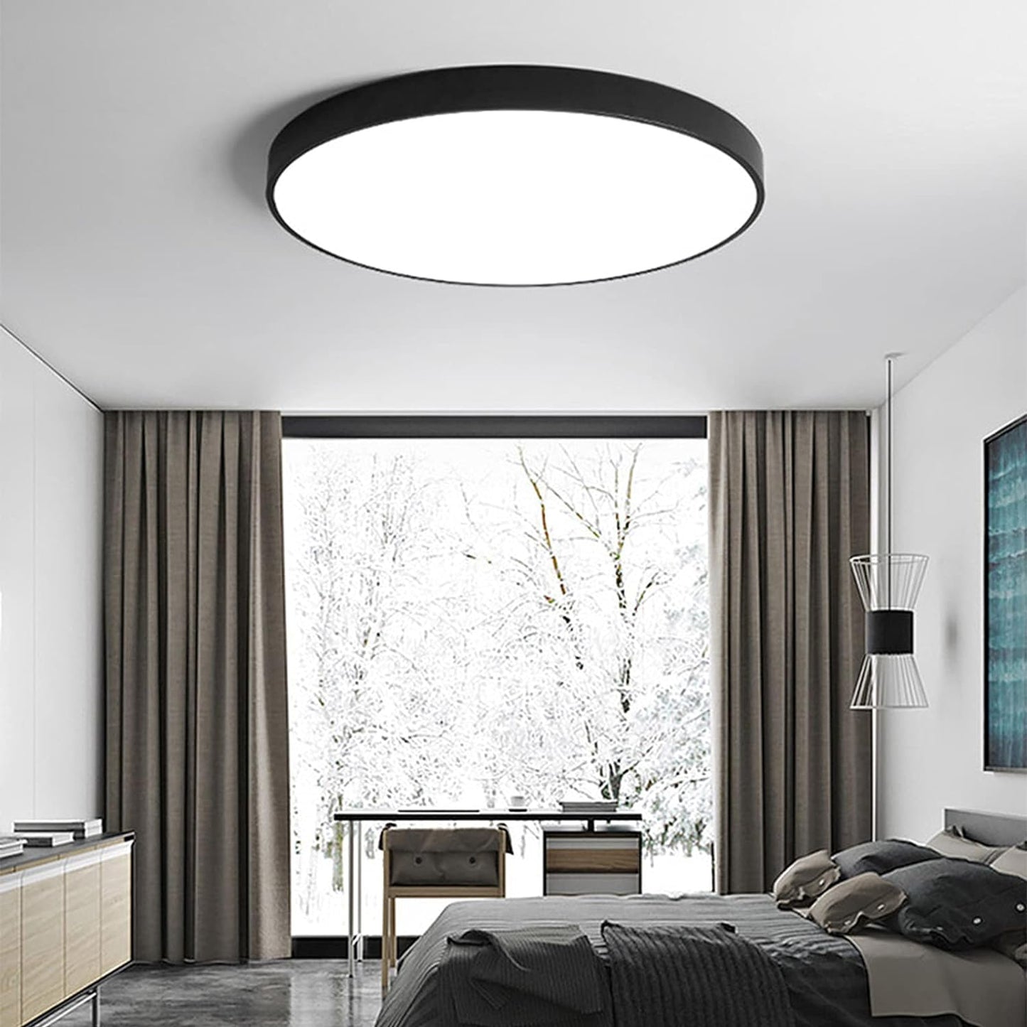Circular Flush Mount LED Ceiling Lights Black NALANI
