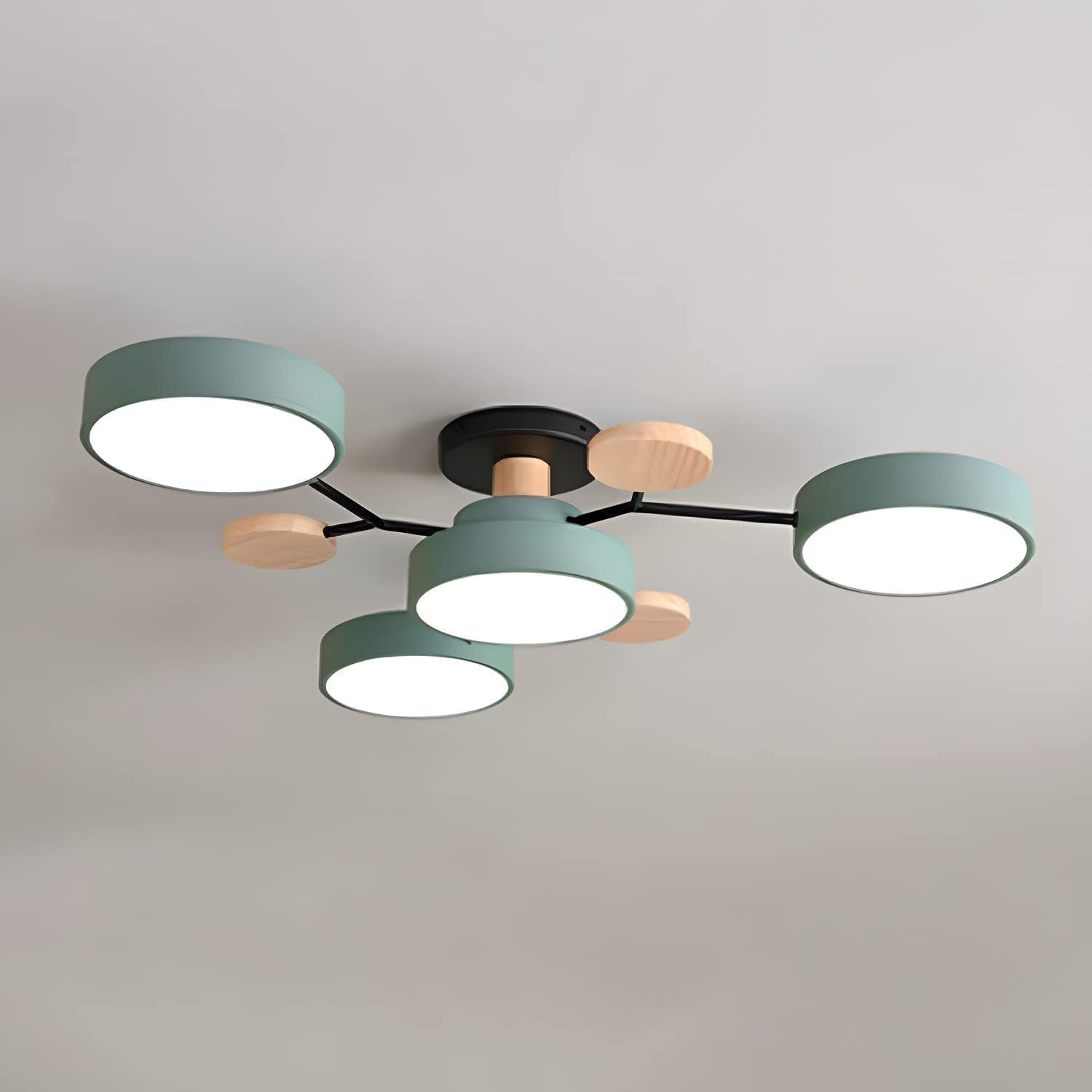 Contemporary Round Iron LED Semi-Flush Chandelier NALANI