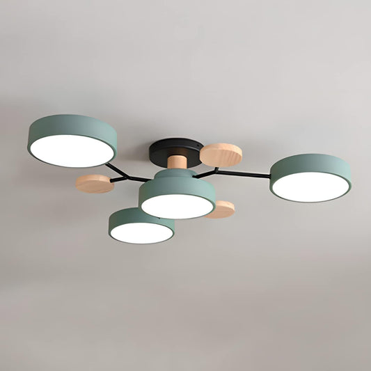 Contemporary Round Iron LED Semi-Flush Chandelier NALANI