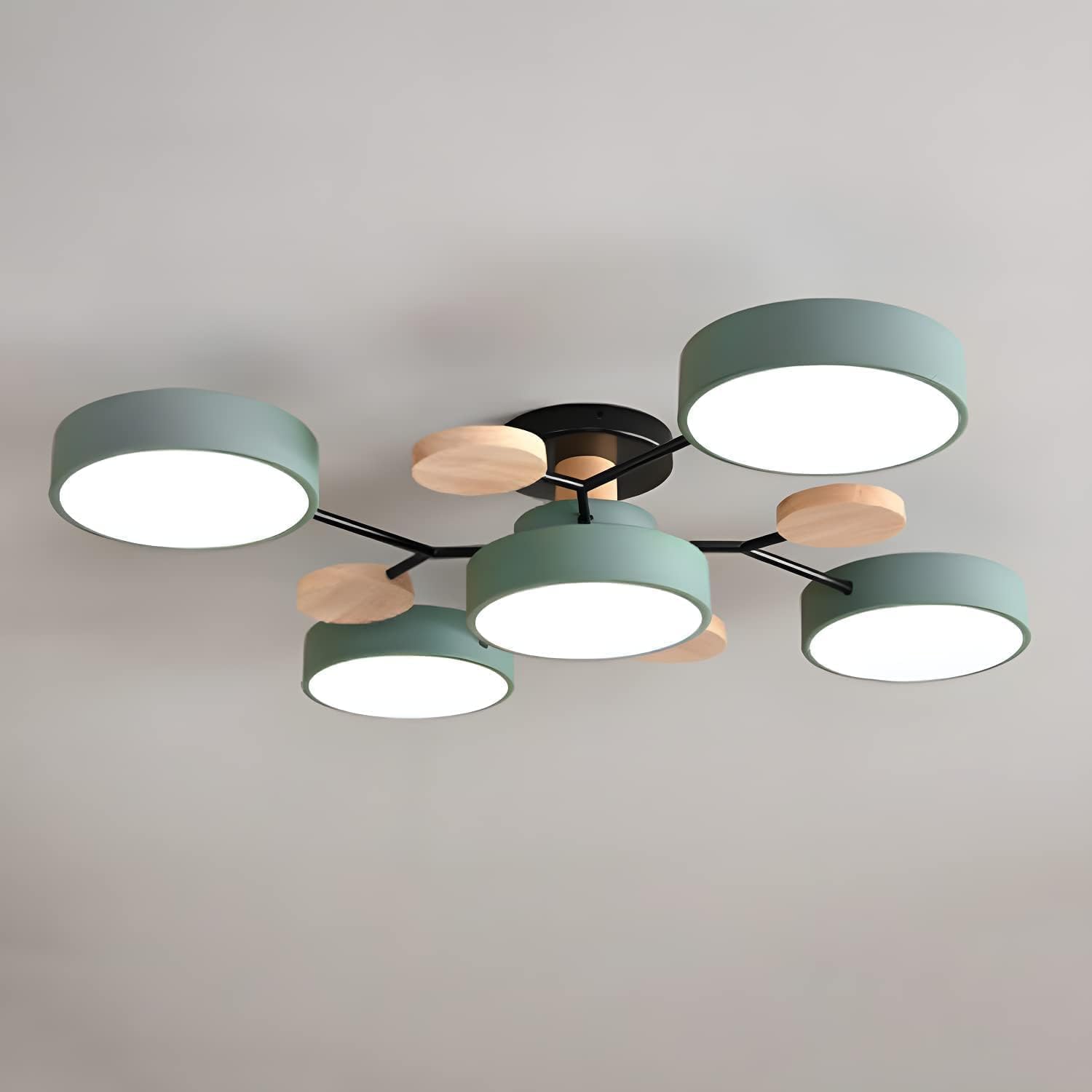 Contemporary Round Iron LED Semi-Flush Chandelier NALANI