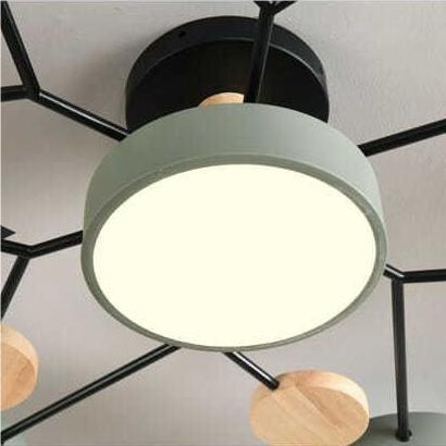 Contemporary Round Iron LED Semi-Flush Chandelier NALANI