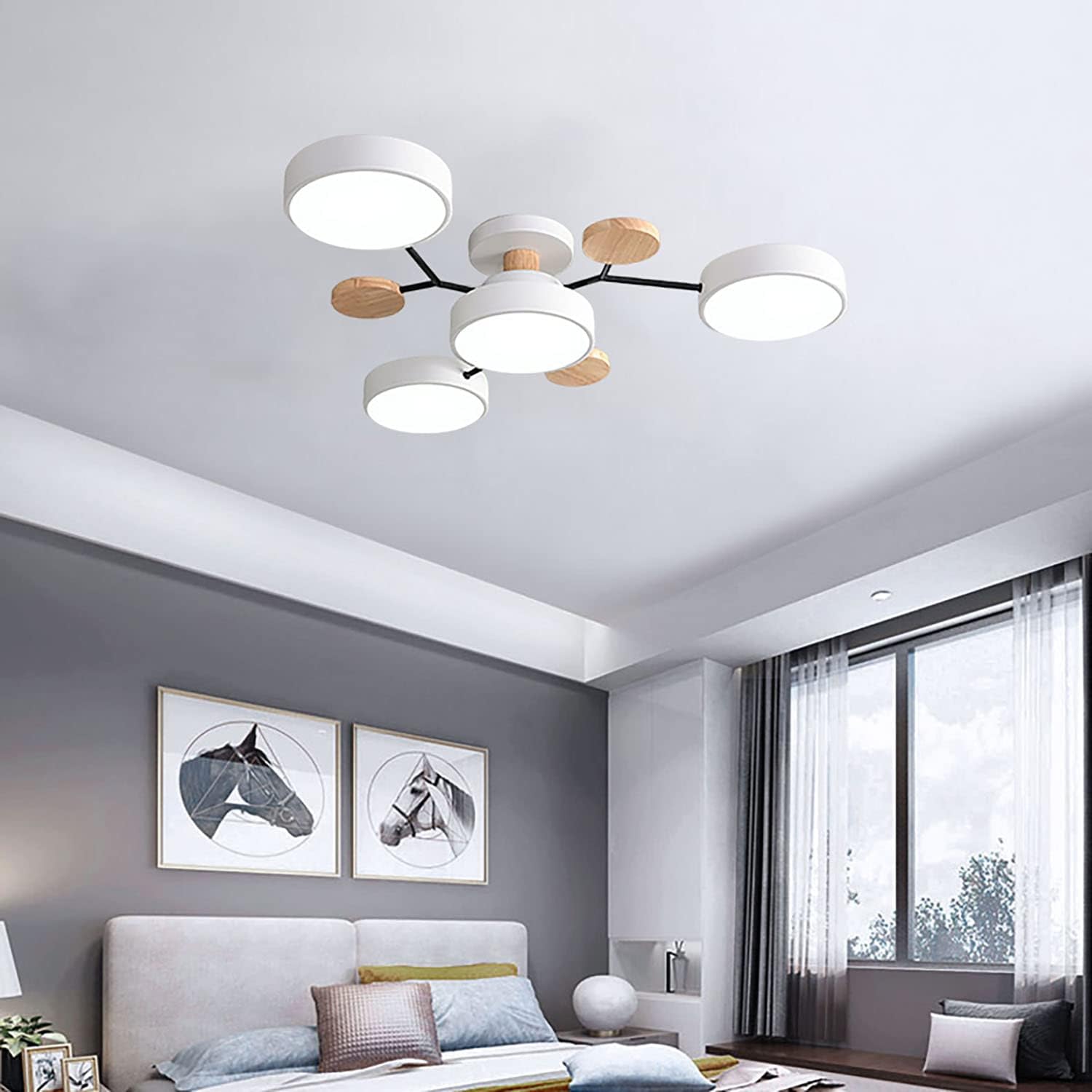 Contemporary Round Iron LED Semi-Flush Chandelier NALANI