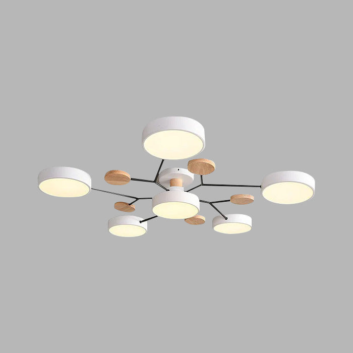 Contemporary Round Iron LED Semi-Flush Chandelier NALANI