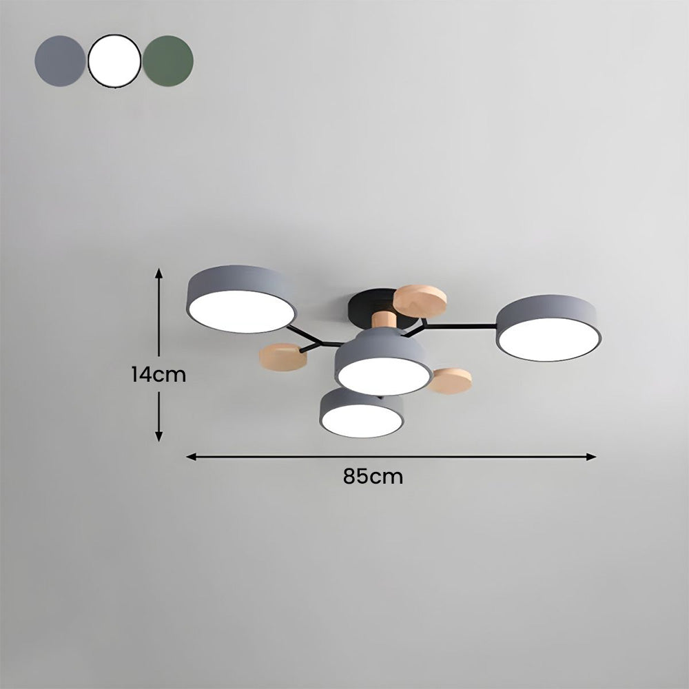 Contemporary Round Iron LED Semi-Flush Chandelier NALANI