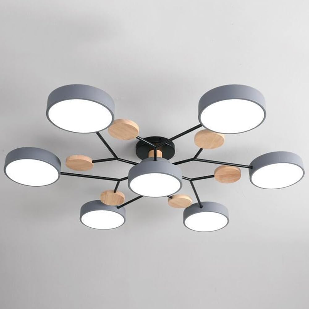 Contemporary Round Iron LED Semi-Flush Chandelier NALANI