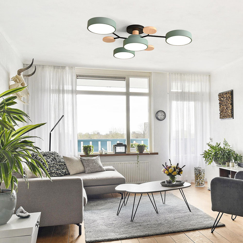 Contemporary Round Iron LED Semi-Flush Chandelier NALANI