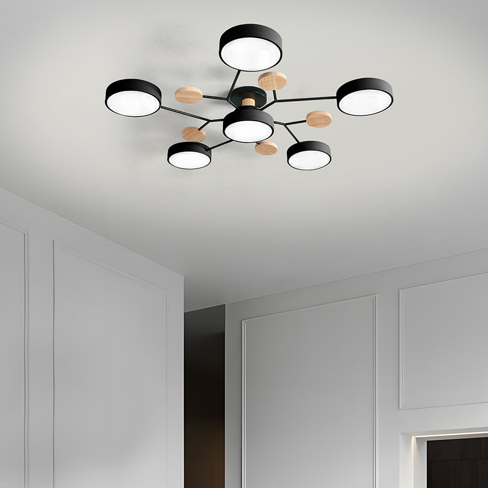 Contemporary Round Iron LED Semi-Flush Chandelier NALANI