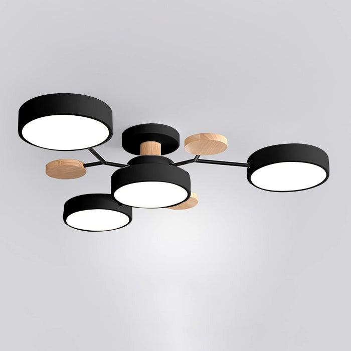 Contemporary Round Iron LED Semi-Flush Chandelier NALANI