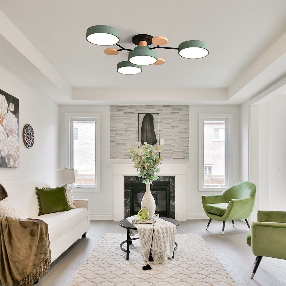Contemporary Round Iron LED Semi-Flush Chandelier NALANI