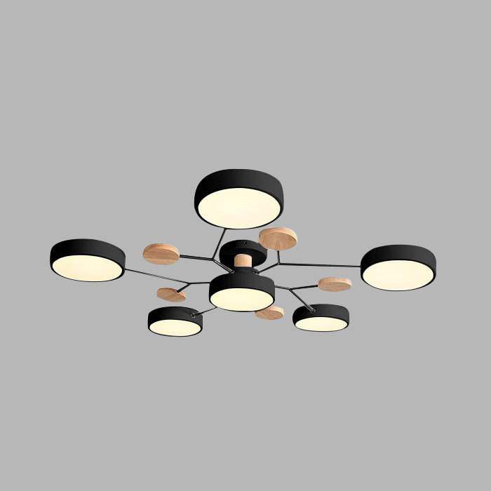 Contemporary Round Iron LED Semi-Flush Chandelier NALANI