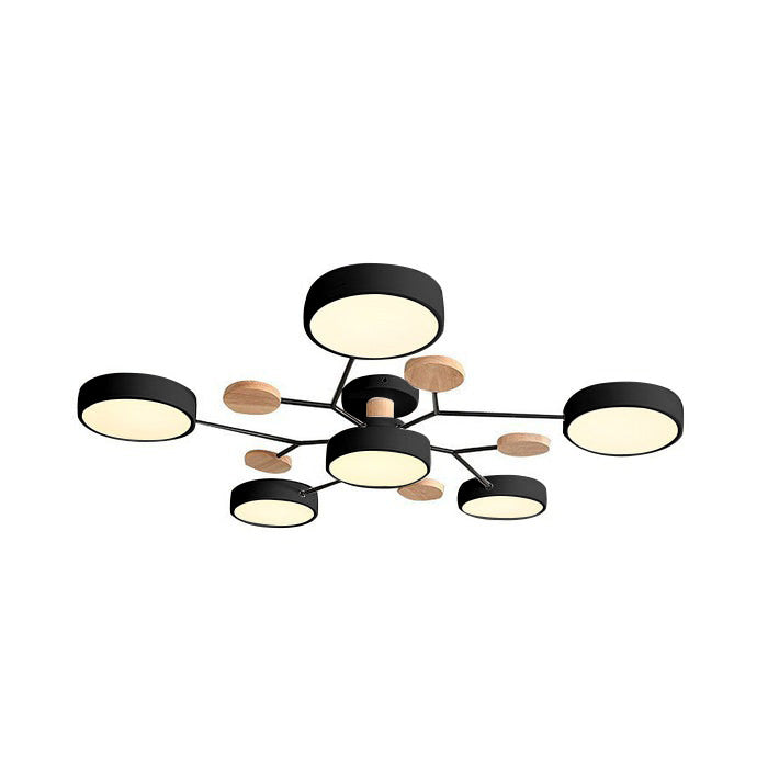 Contemporary Round Iron LED Semi-Flush Chandelier NALANI