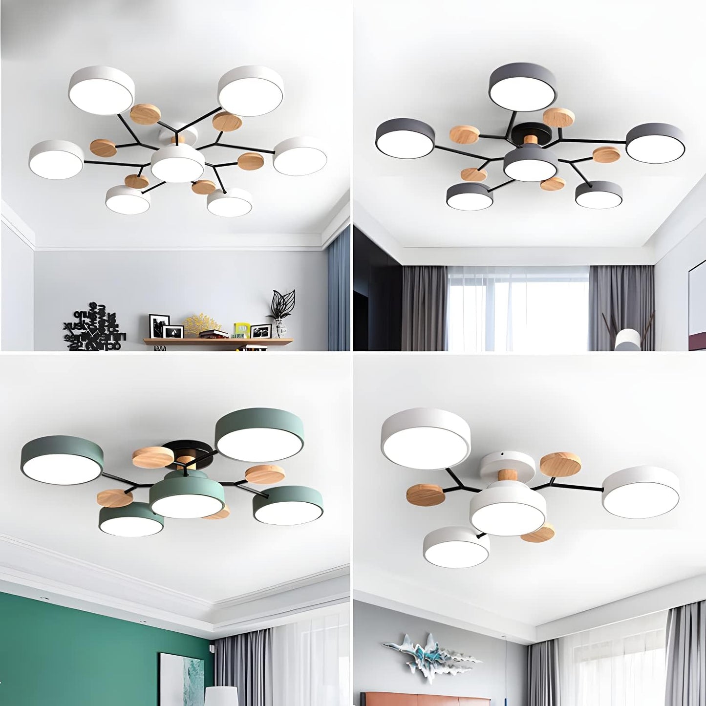 Contemporary Round Iron LED Semi-Flush Chandelier NALANI