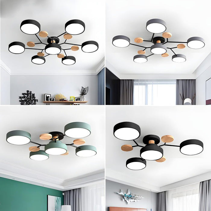 Contemporary Round Iron LED Semi-Flush Chandelier NALANI