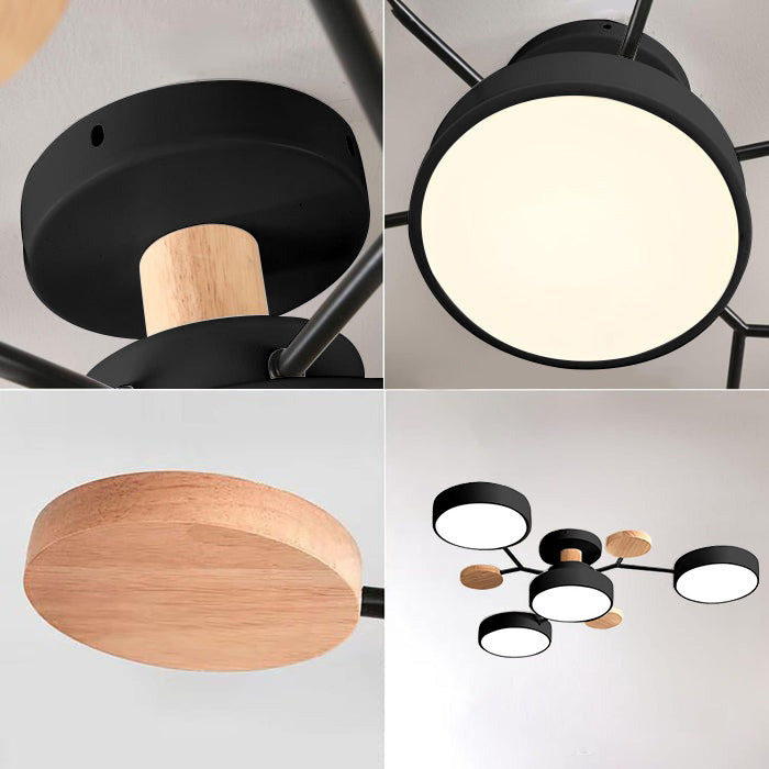 Contemporary Round Iron LED Semi-Flush Chandelier NALANI