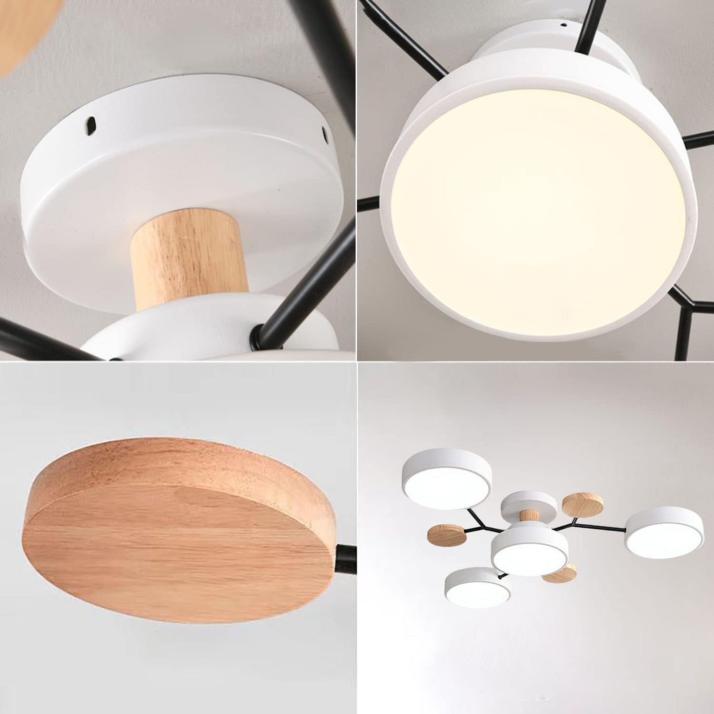 Contemporary Round Iron LED Semi-Flush Chandelier NALANI