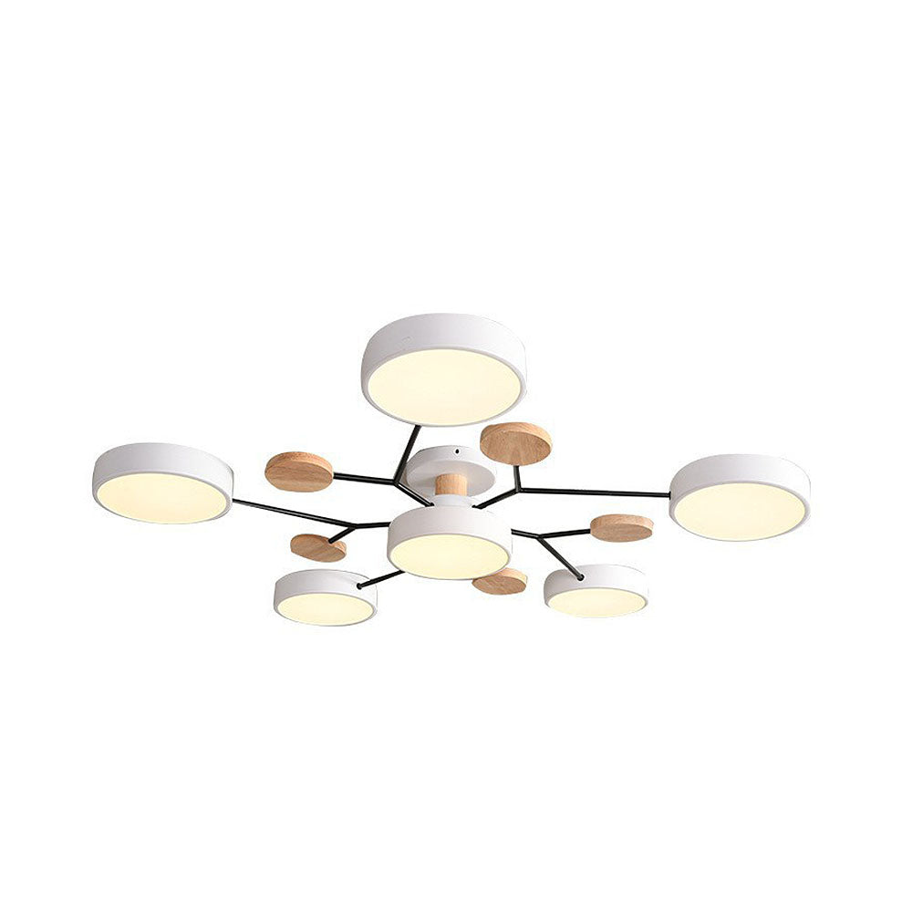 Contemporary Round Iron LED Semi-Flush Chandelier NALANI