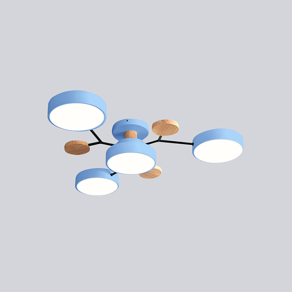 Contemporary Round Iron LED Semi-Flush Chandelier NALANI