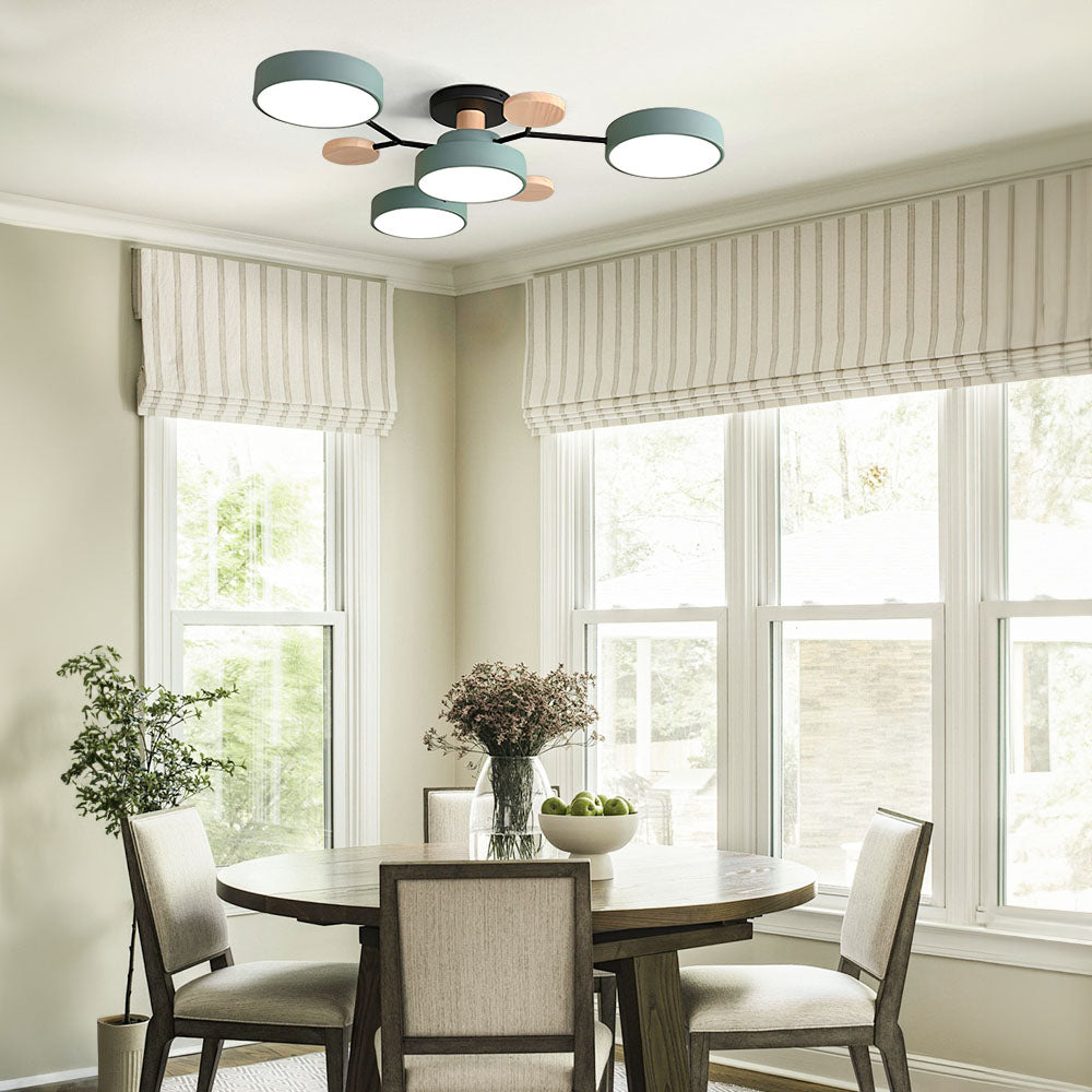 Contemporary Round Iron LED Semi-Flush Chandelier NALANI