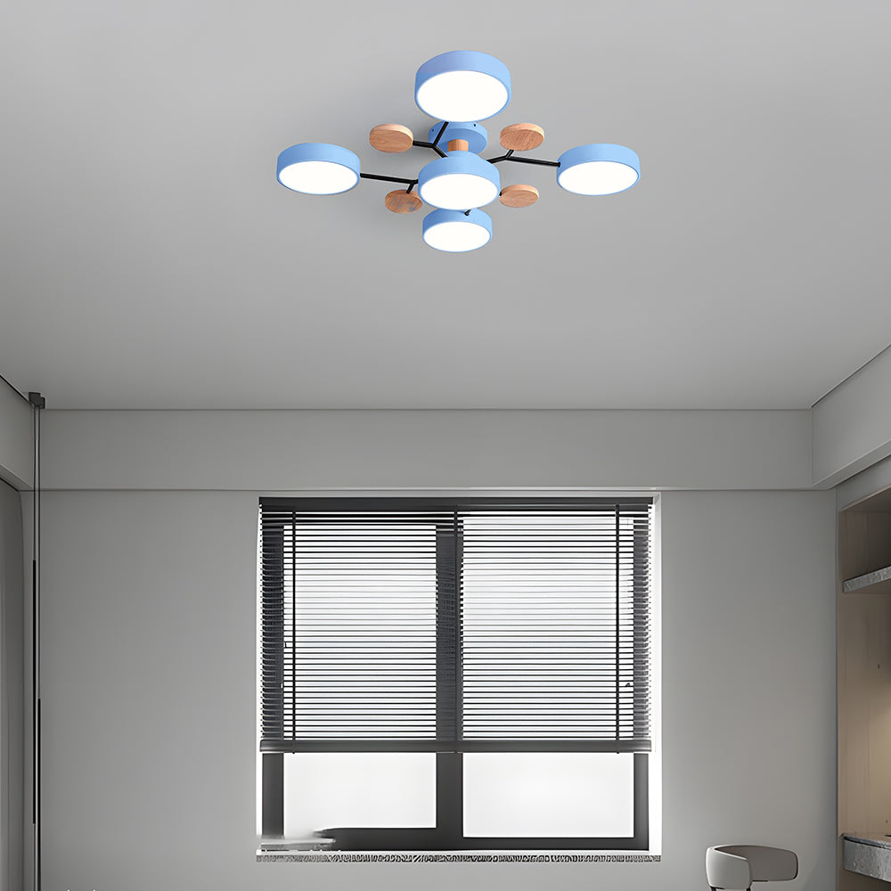 Contemporary Round Iron LED Semi-Flush Chandelier NALANI