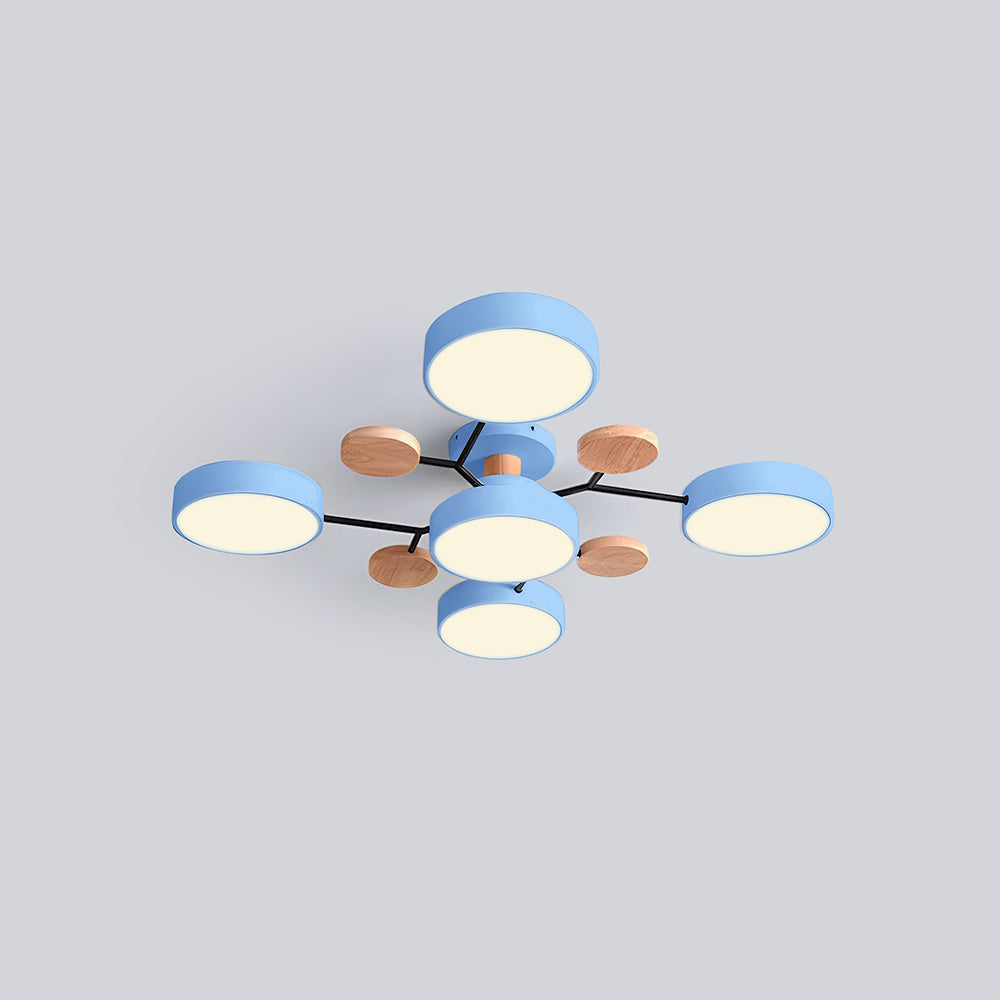 Contemporary Round Iron LED Semi-Flush Chandelier NALANI